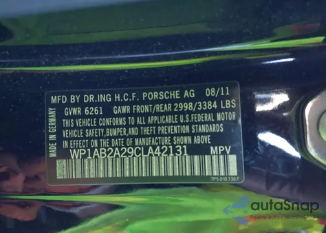 2012 Porsche Cayenne S z USA, uszkodzony, nr VIN WP1AB2A29CLA42131